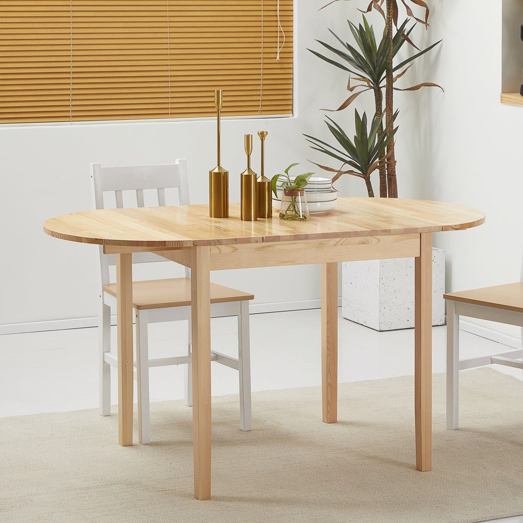 Solid Wood Kitchen Table, Drop Leaf Tables for Small Spaces, Folding Dining Table, Natural