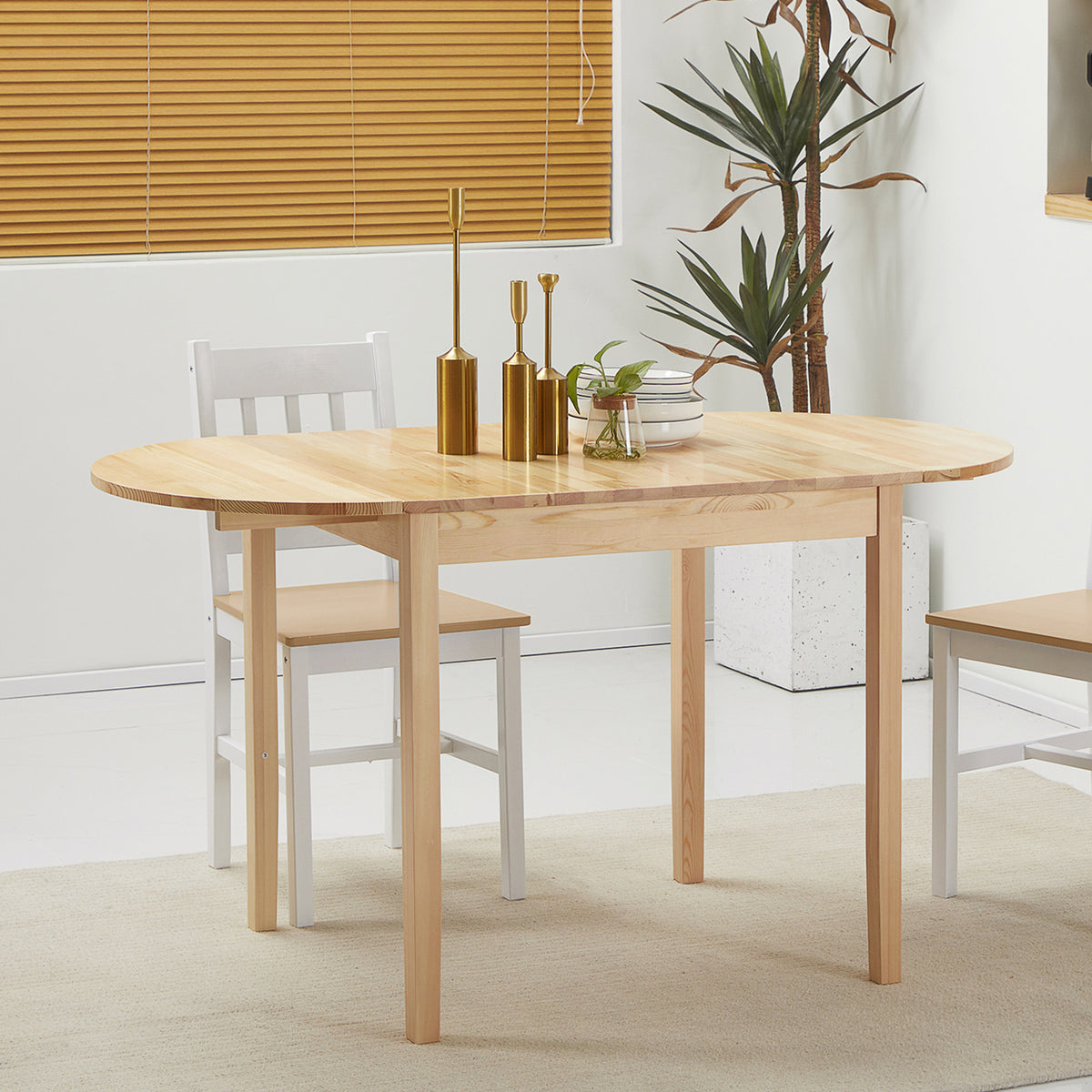 Solid Wood Kitchen Table, Drop Leaf Tables for Small Spaces, Folding Dining Table, Natural