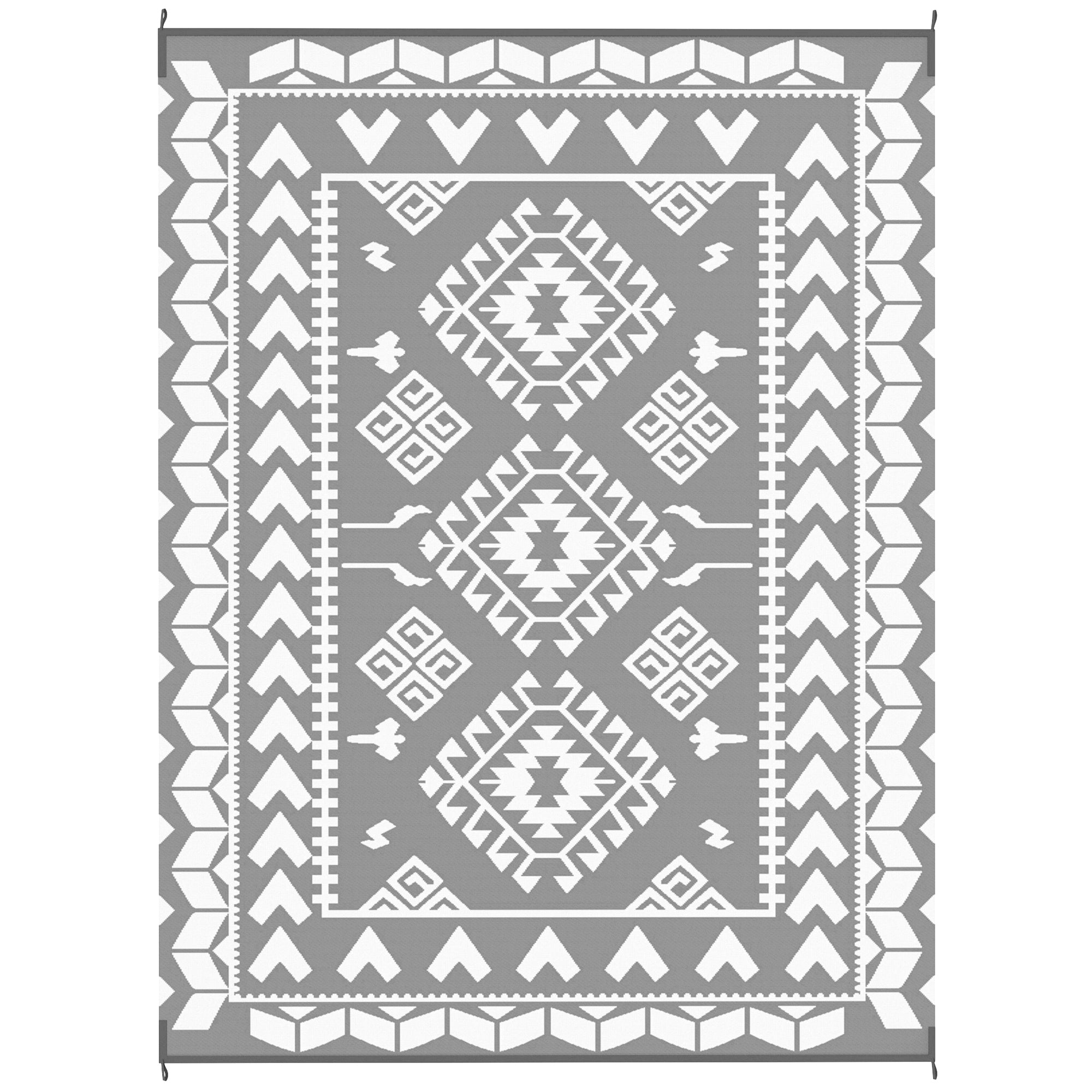 9' x 12' ደጋዊ ኣርቪ ሩግ፣ ተመላሲ በረንዳ ወላህ ምስ ተሸከምቲ ከረምቢ፣ ሮምቡስ ፓችወርክ፣ ግራጫን ጻዕዳን
