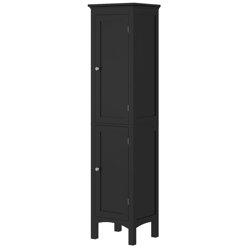 Tall Bathroom Cabinet, Freestanding Storage Organizer with Adjustable Shelves and Cupboards, 15" x 13" x 63", White