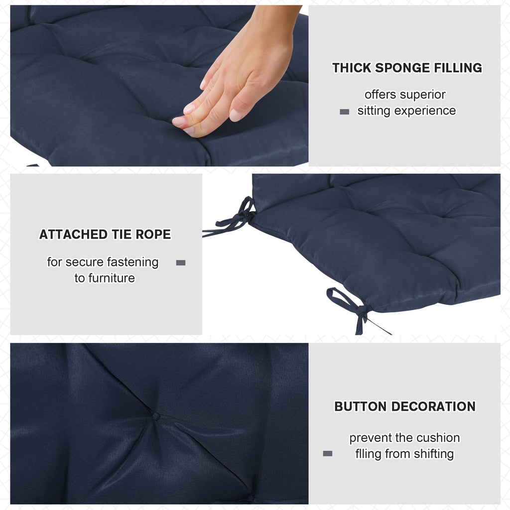 Patio Chair Cushions Set of 2, 39" x 20" x 3" Outdoor Tufted Cushion Set with Ties for Indoor Outdoor Garden Furniture, Dark Grey