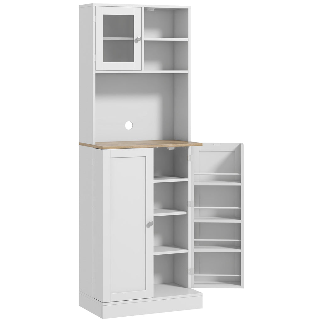 66.5" Tall Kitchen Pantry Cabinet, Kitchen Hutch, Microwave Cabinet with Adjustable Shelves for Dining Room, White