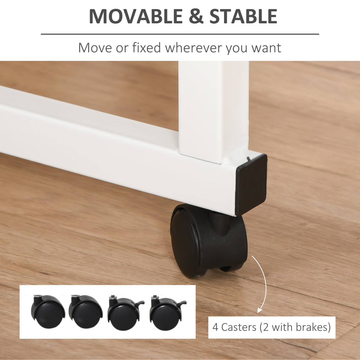 Mobile Standing Desk with Adjustable Height, 23.5 inch Stand Up Desk with Wheels, Natural Wood