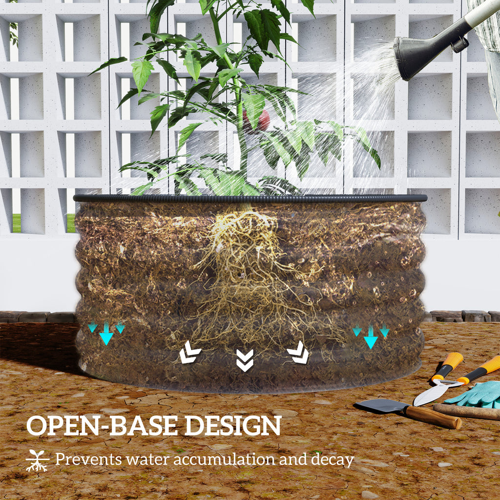 Galvanized Raised Flower Bed, 4 x 4 x 1.5 ft Outdoor Metal Raised Bed with Safety Edging and Gloves, Dark Grey