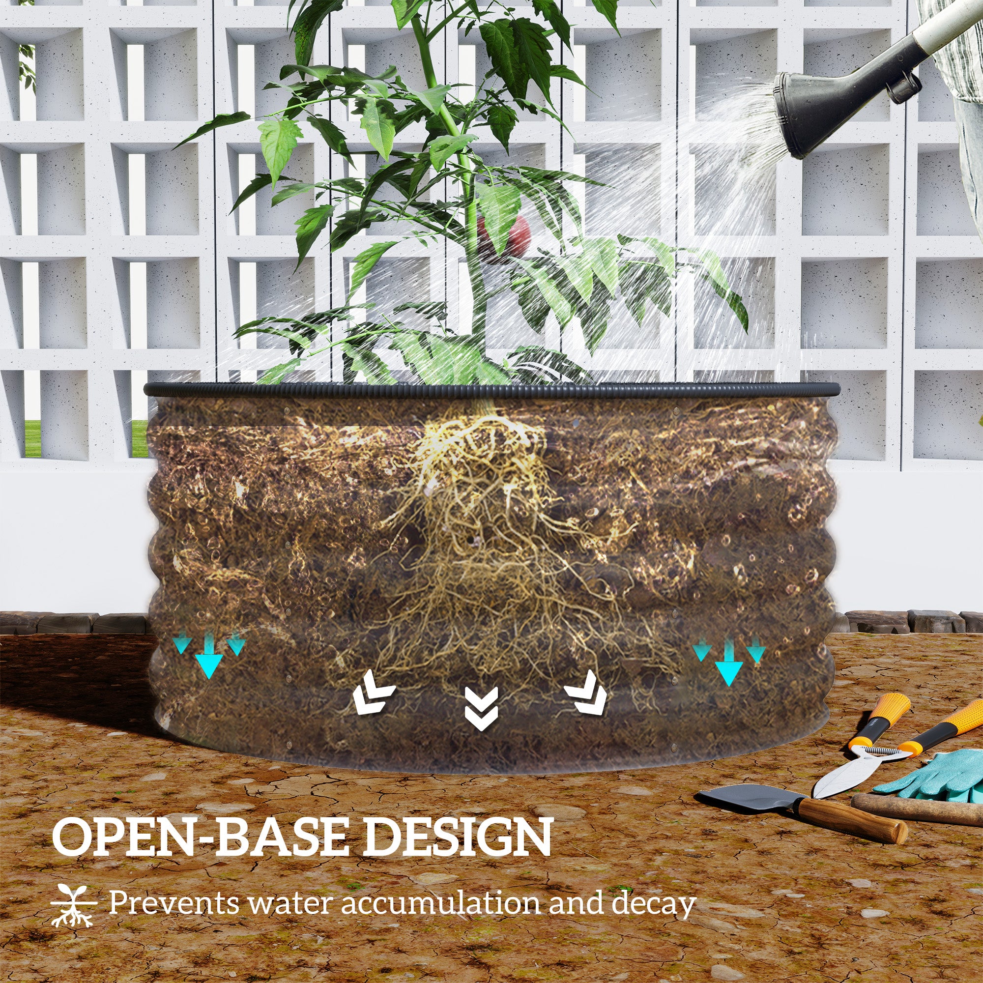Galvanized Raised Flower Bed, 4 x 4 x 1.5 ft Outdoor Metal Raised Bed with Safety Edging and Gloves, Dark Grey