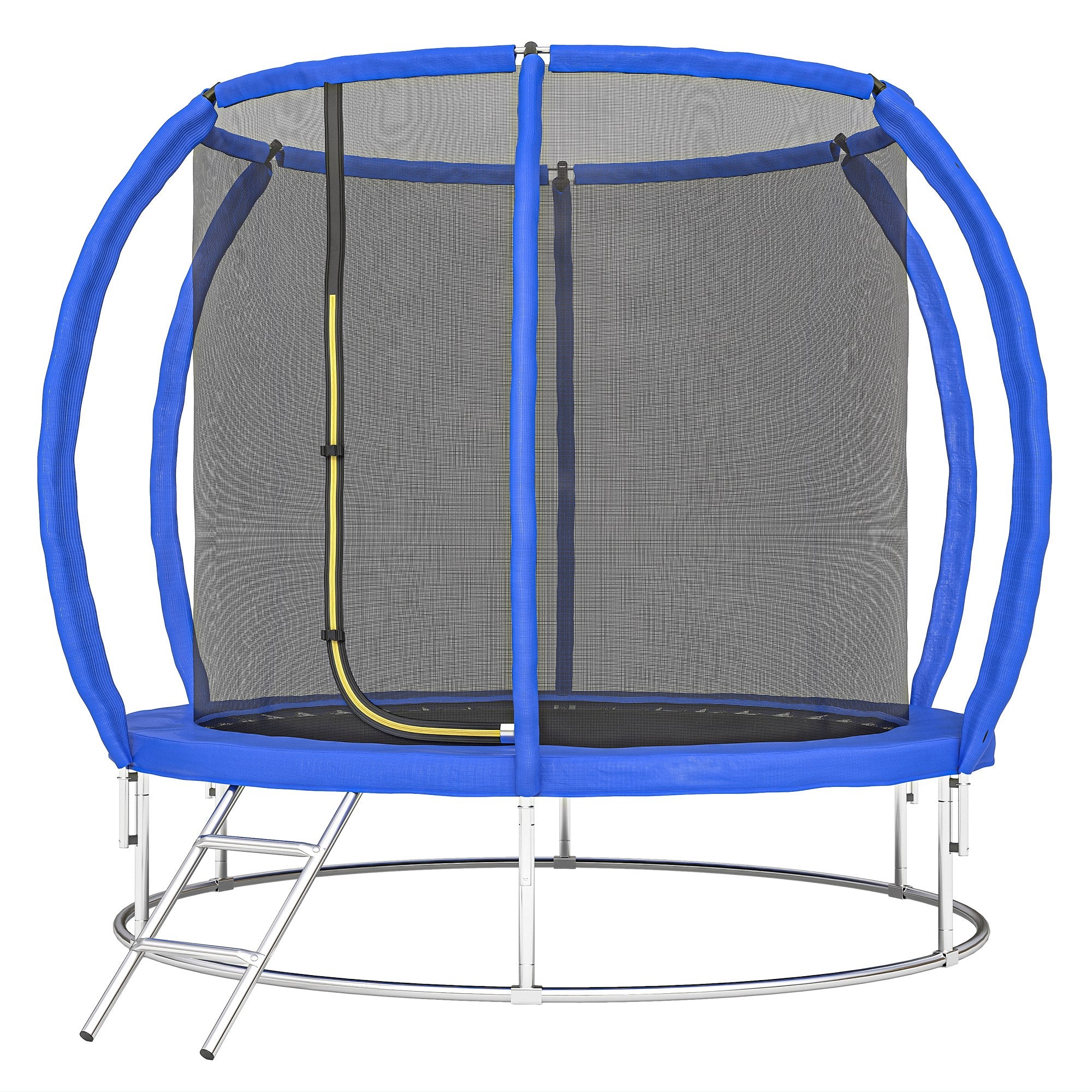 Soozier 8ft Trampoline Outdoor, ASTM Certified, with Circular Base, Enclosure Net, Ladder and Curved Poles