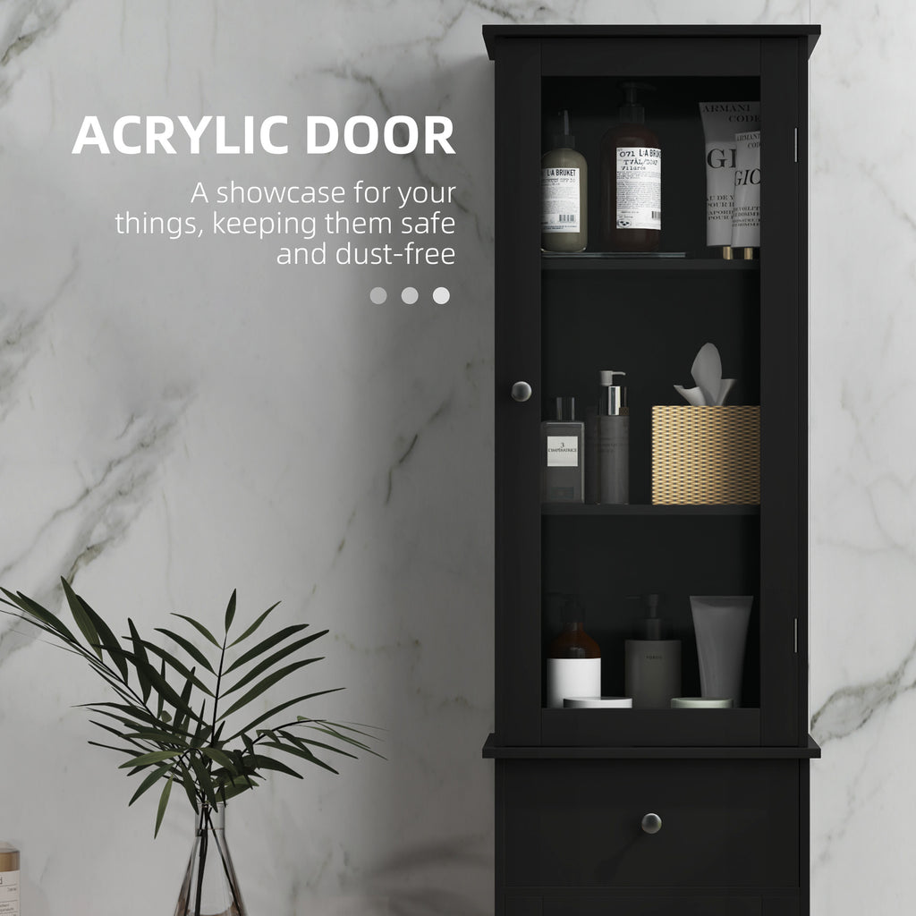 Tall Bathroom Cabinet, Bathroom Storage Cabinet with Drawers, 2 Doors and Adjustable Shelves, White