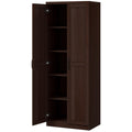 63" Kitchen Storage Cabinet, 5-tier Pantry Cabinet with Doors and Adjustable Shelves for Dining Room, Dark Brown