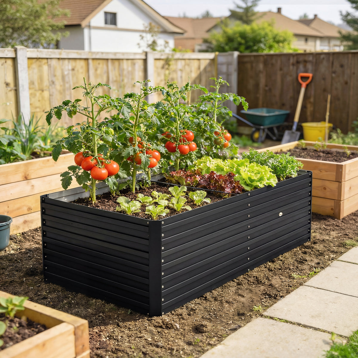 8' x 4' x 2' Raised Garden Bed, Galvanized Planter Box for Growing Flowers, Herbs and Vegetables, Green