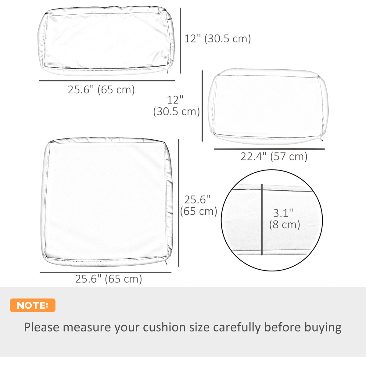 Outdoor Patio Rattan Sofa Set Cushion Polyester Cover Replacement- No Cushion Included