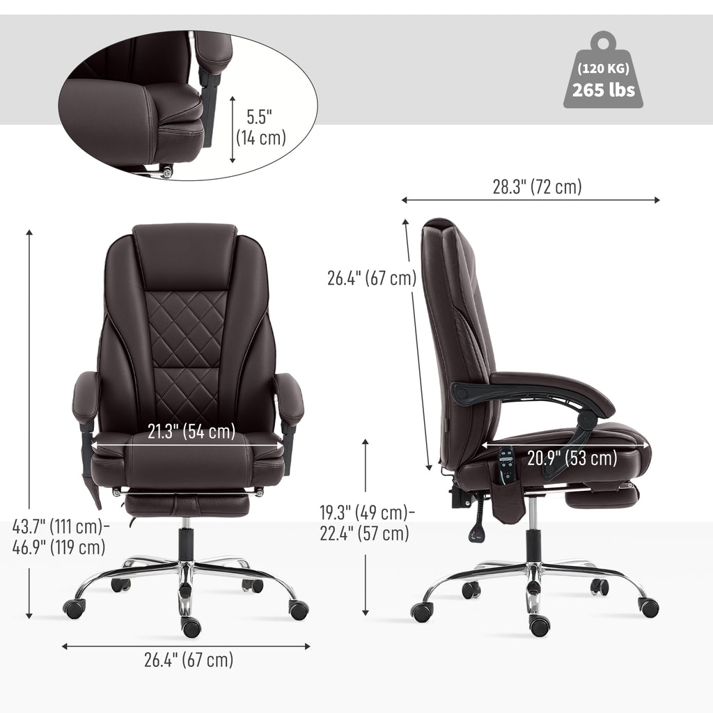 Massage Office Chair, Reclining Computer Chair with Adjustable Height and Footrest, Dark Grey