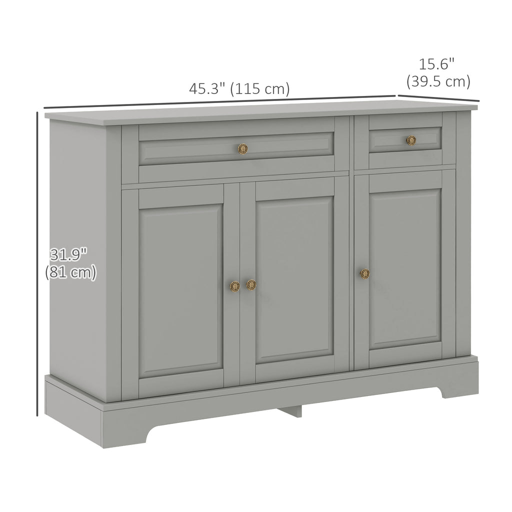 Modern Sideboard Cabinet, Buffet Cabinet with 2 Drawers and Adjustable Shelves, Buffets Tables for Dining Room, Black