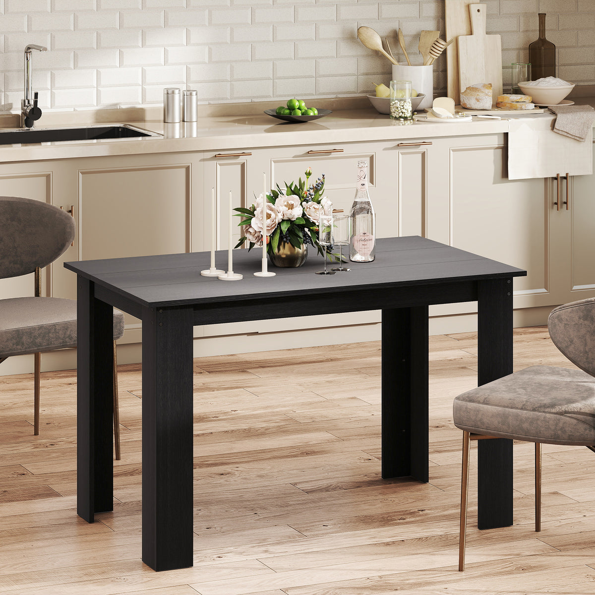 47" Kitchen Table for 4-6 People, Dining Table with Wood Effect for Dining Room, Oak
