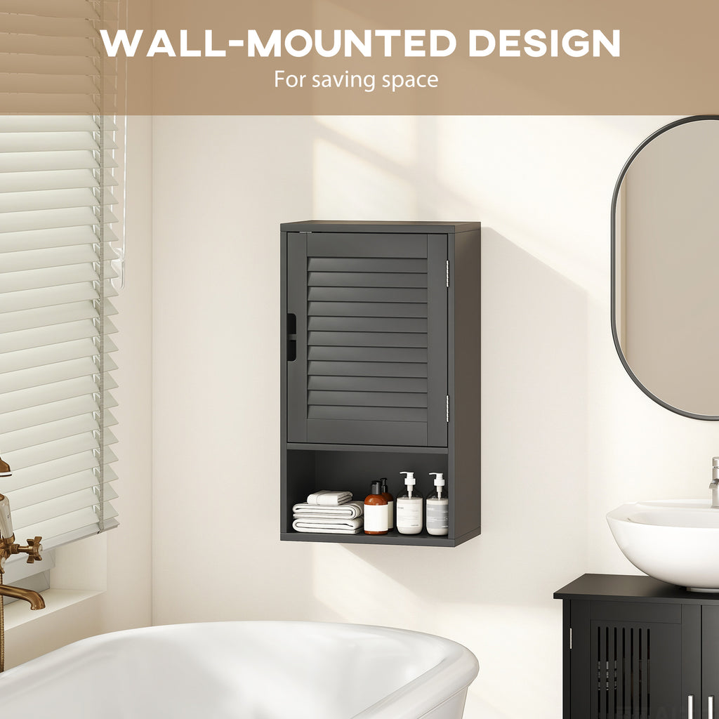 Bathroom Cabinet, Wall Mounted Storage Cabinet with Adjustable Shelves, 40 x 20 x 60 cm, Black