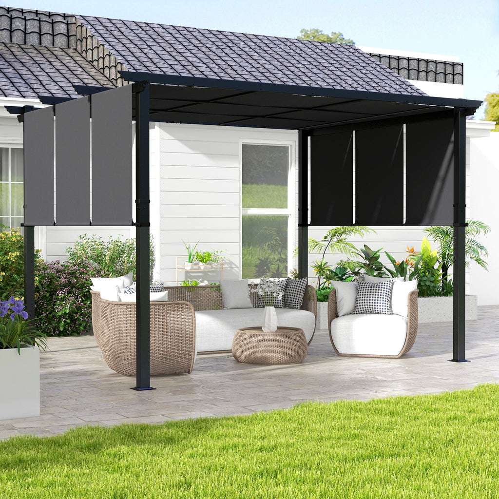 10' x 12' Metal Pergola, Outdoor Pergola with Retractable Canopy, for Garden, Patio, Backyard, Deck