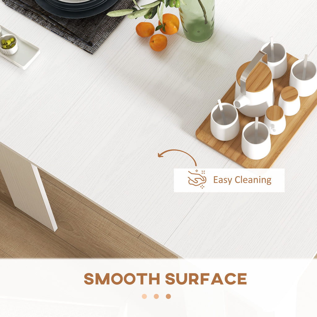 23.6"-70.9" Extendable Dining Table for 6-8 People, Space-Saving Rectangular Kitchen Table for Small Spaces, Dining Room, Kitchen, Living Room, White