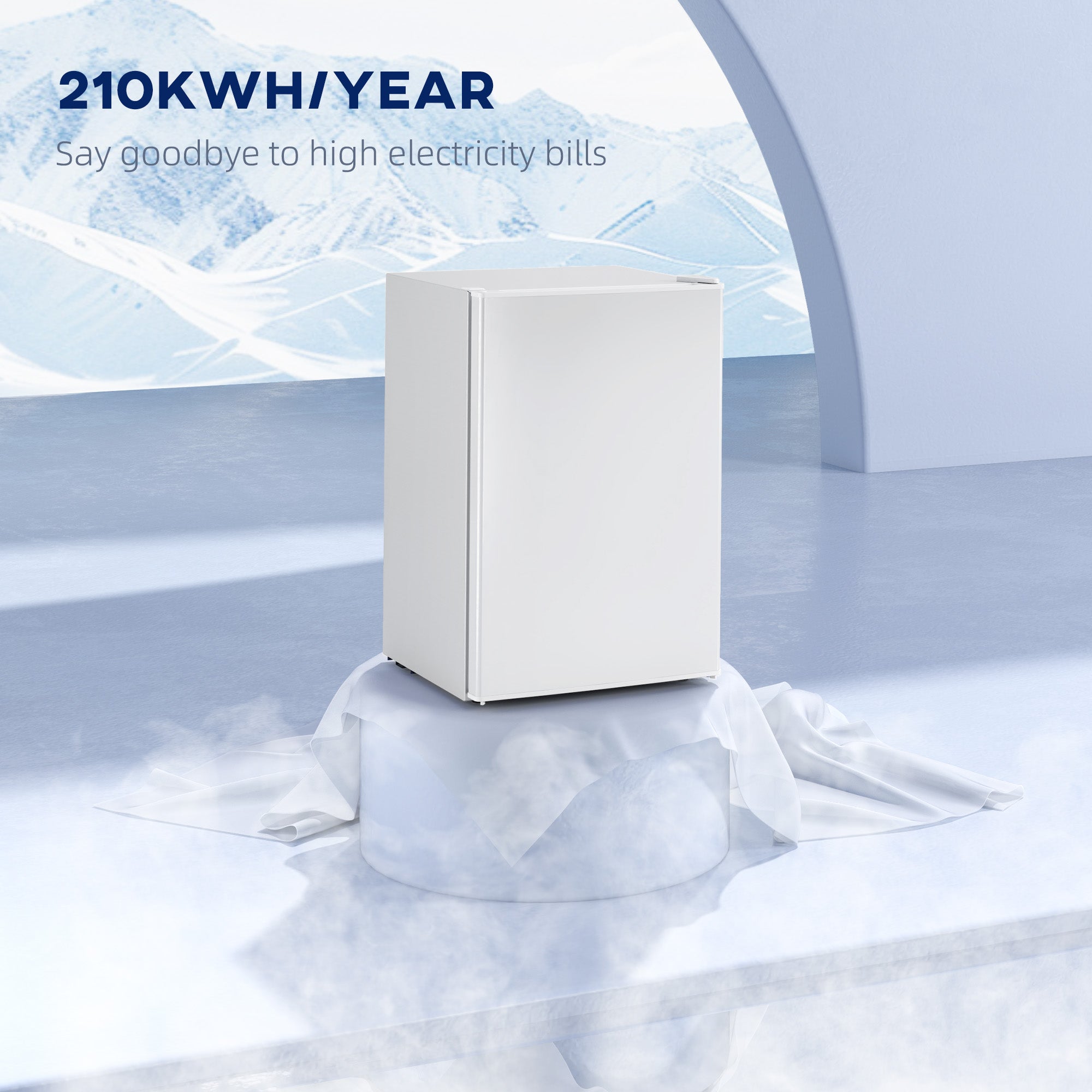2.5 Cu.Ft Mini Fridge, Single Door Compact Refrigerator with Freezer, Adjustable Thermostat, Reversible Door, White