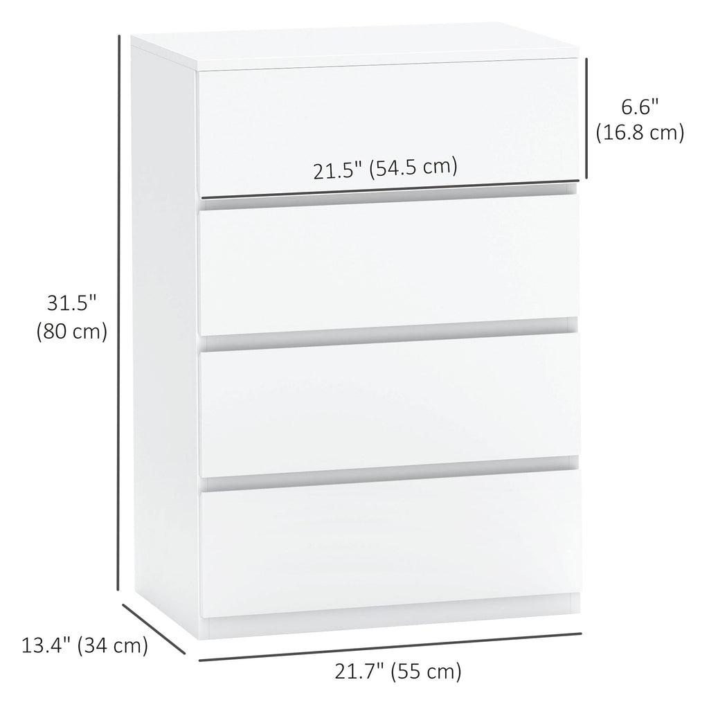 4 Drawer Chest Storage Cupboard Freestanding Drawer Unit, Black