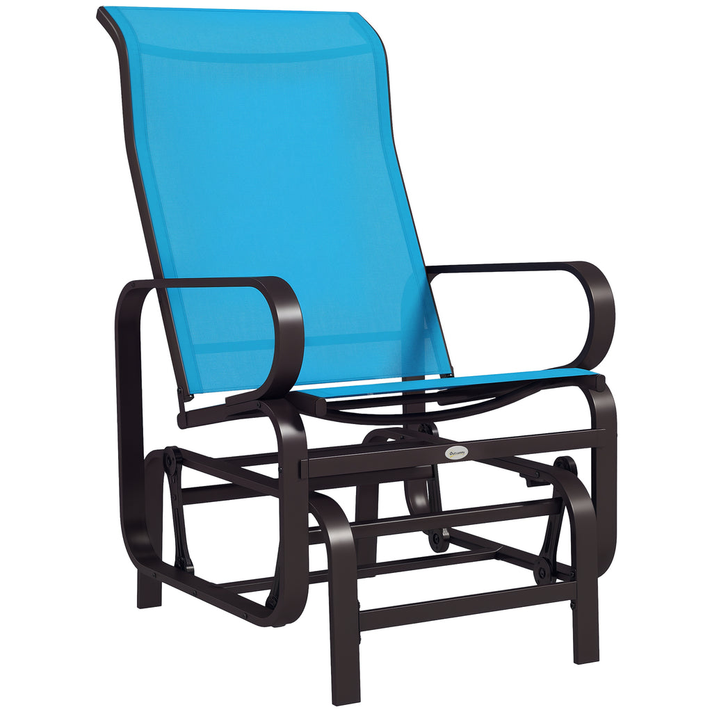 Patio Glider with Breathable Mesh Fabric, Outdoor Glider Chair, Garden Rocking Gliding Seat for Patio, Yard, Porch, Grey