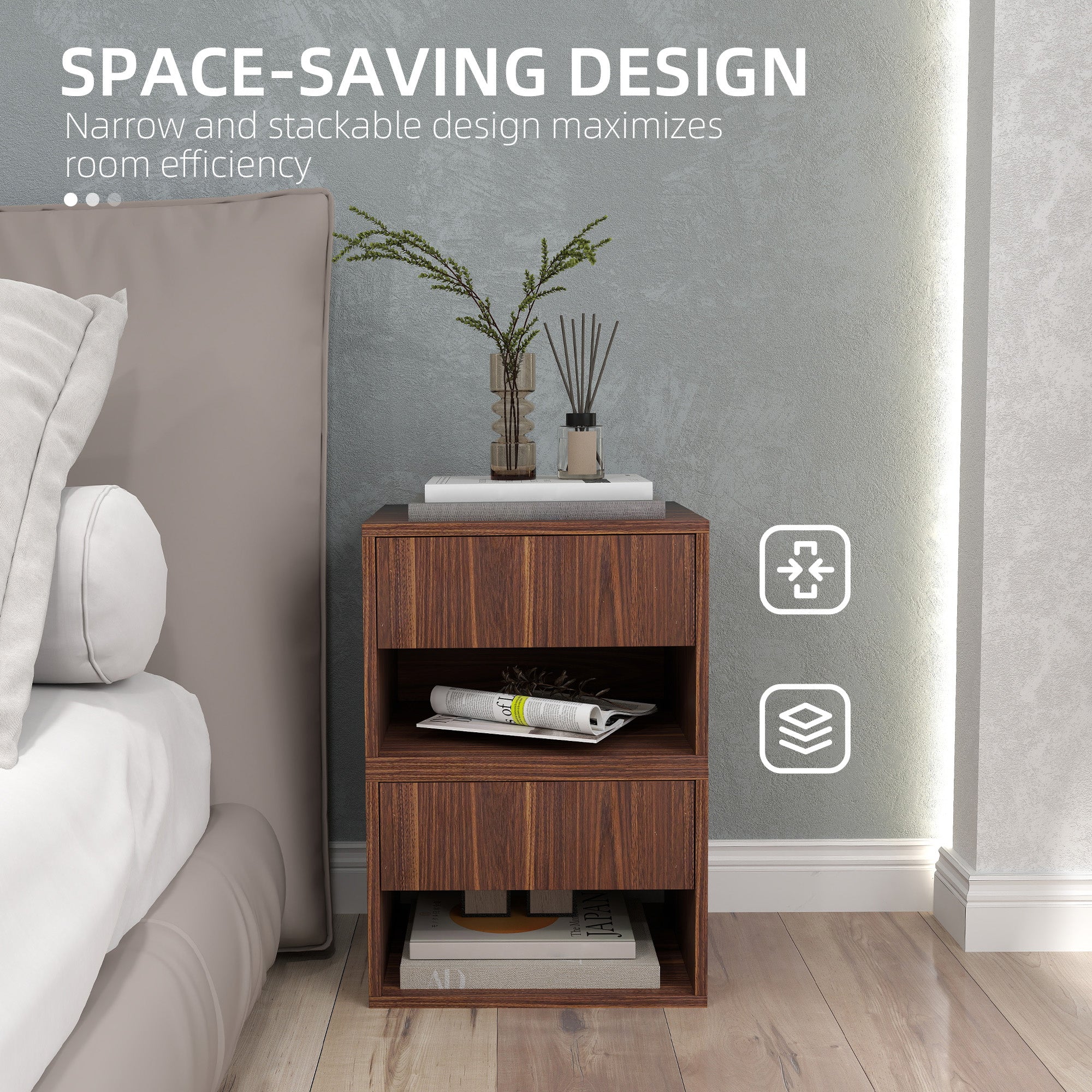 Floating Nightstand Set of 2, Wall Mounted Bedside Table with Drawer for Bedroom, White