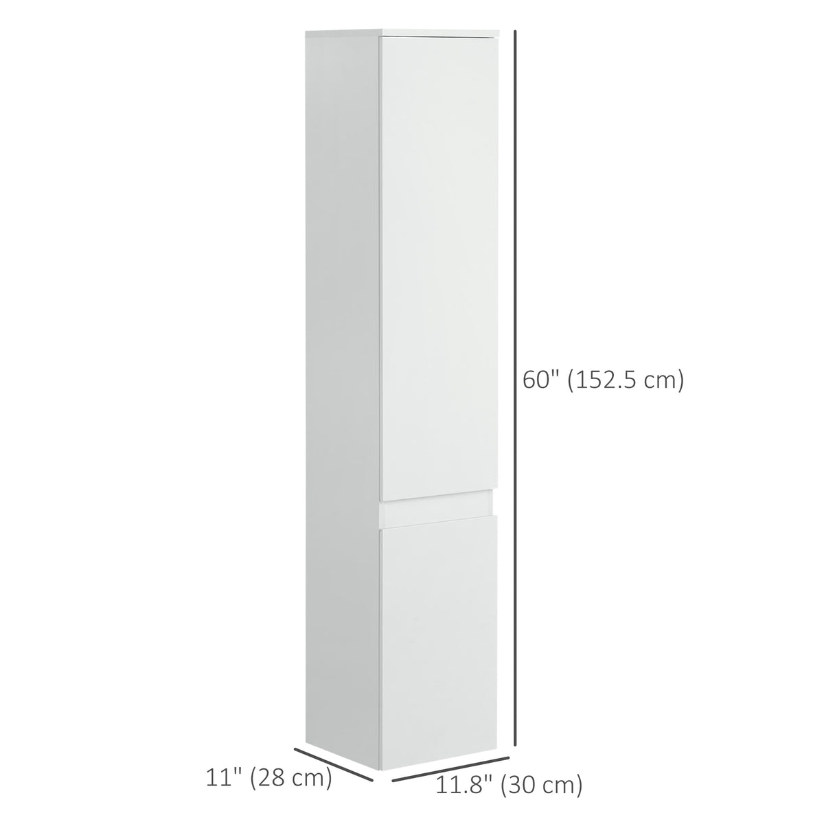Tall Bathroom Cabinet, Freestanding Storage Organizer with Adjustable Shelves and Cupboards, 15" x 13" x 63", White