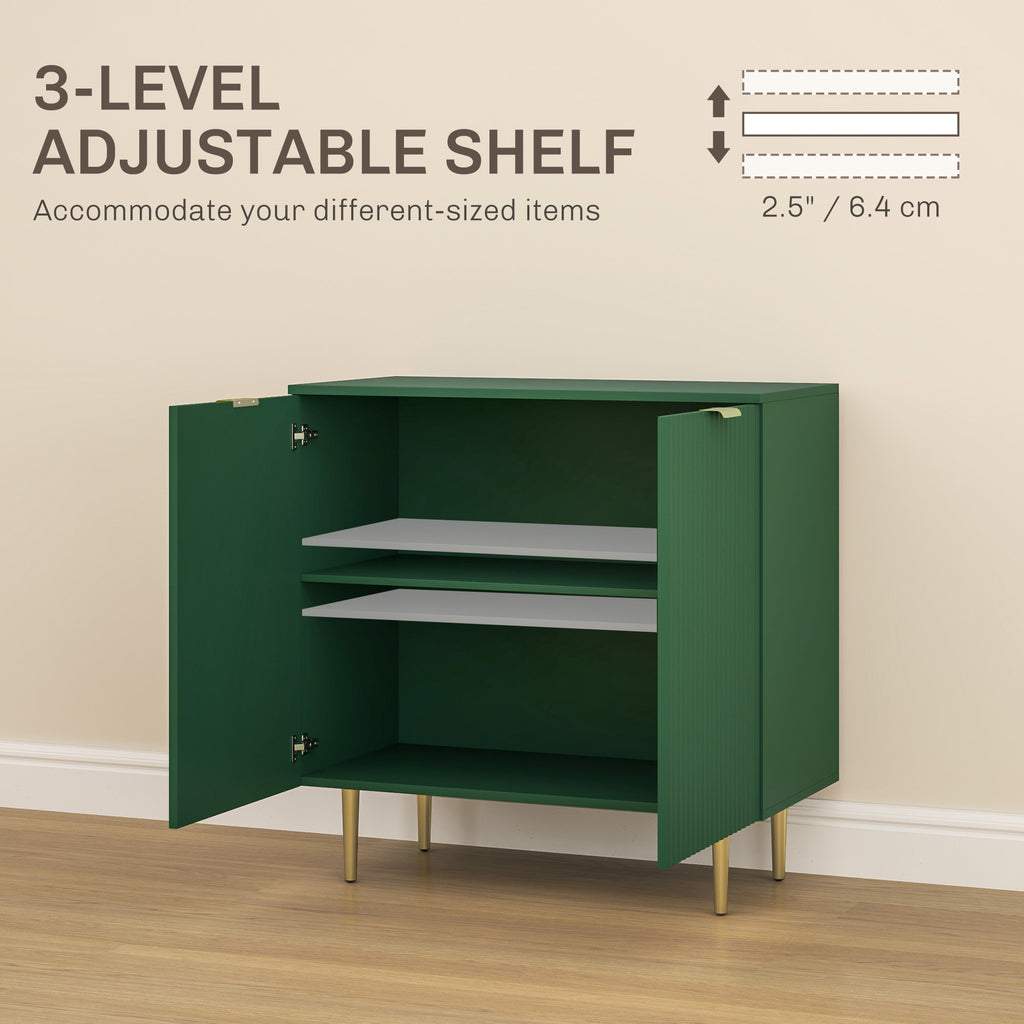 Modern Kitchen Storage Cabinet, Sideboard Buffet Cabinet with Adjustable Shelves and Metal Legs for Kitchen, Black
