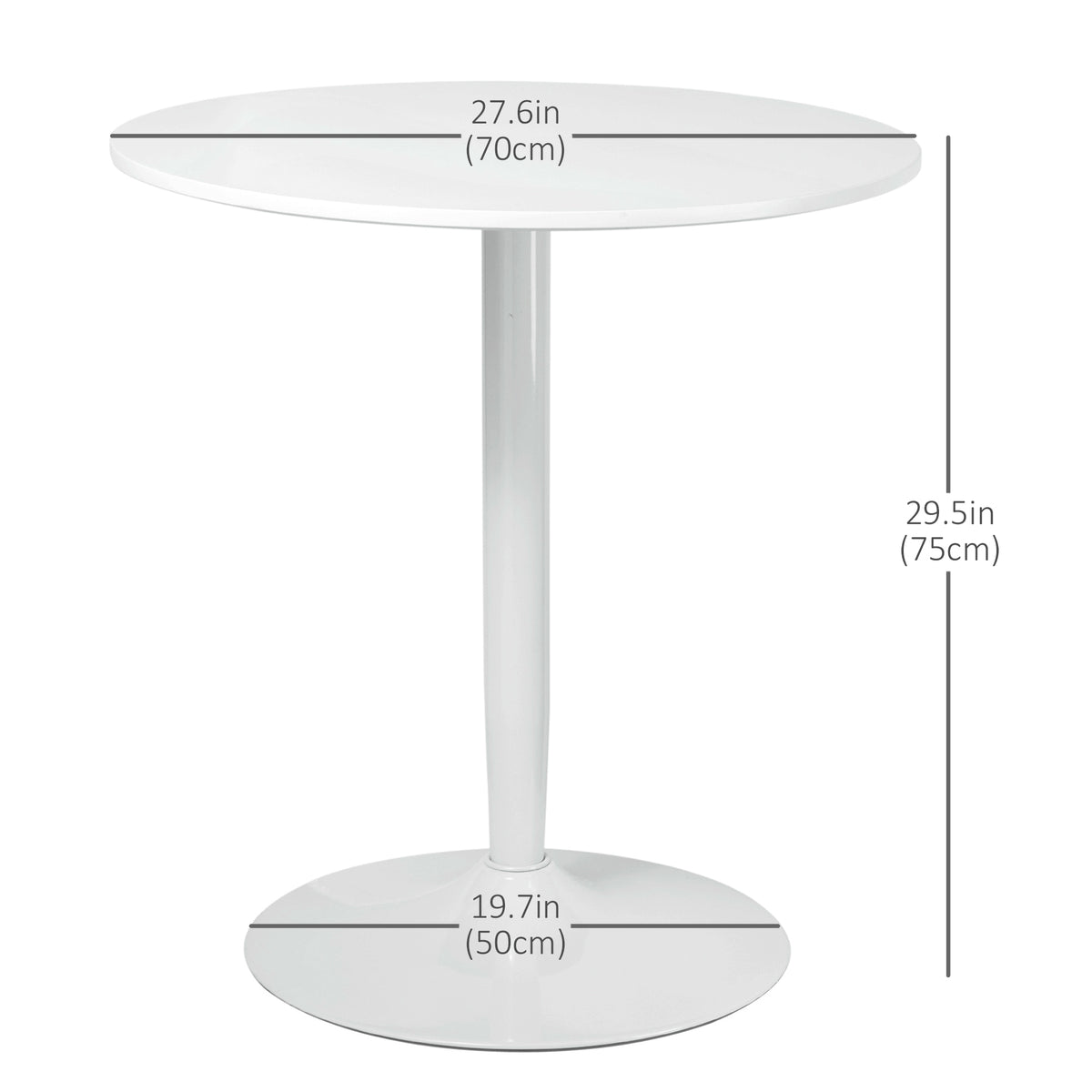 Modern Kitchen Table for 2 People, Round Dining Table with Steel Base for Living Room, Dining Room, Black
