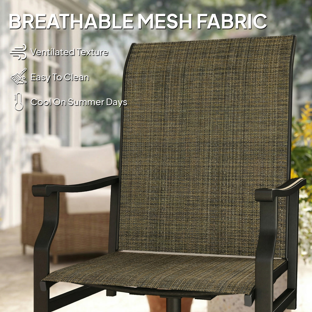Patio Swivel Chair Set of 2, Swivel Rocker Outdoor Chairs with High Back, for Lawn Garden Backyard Deck, Brown