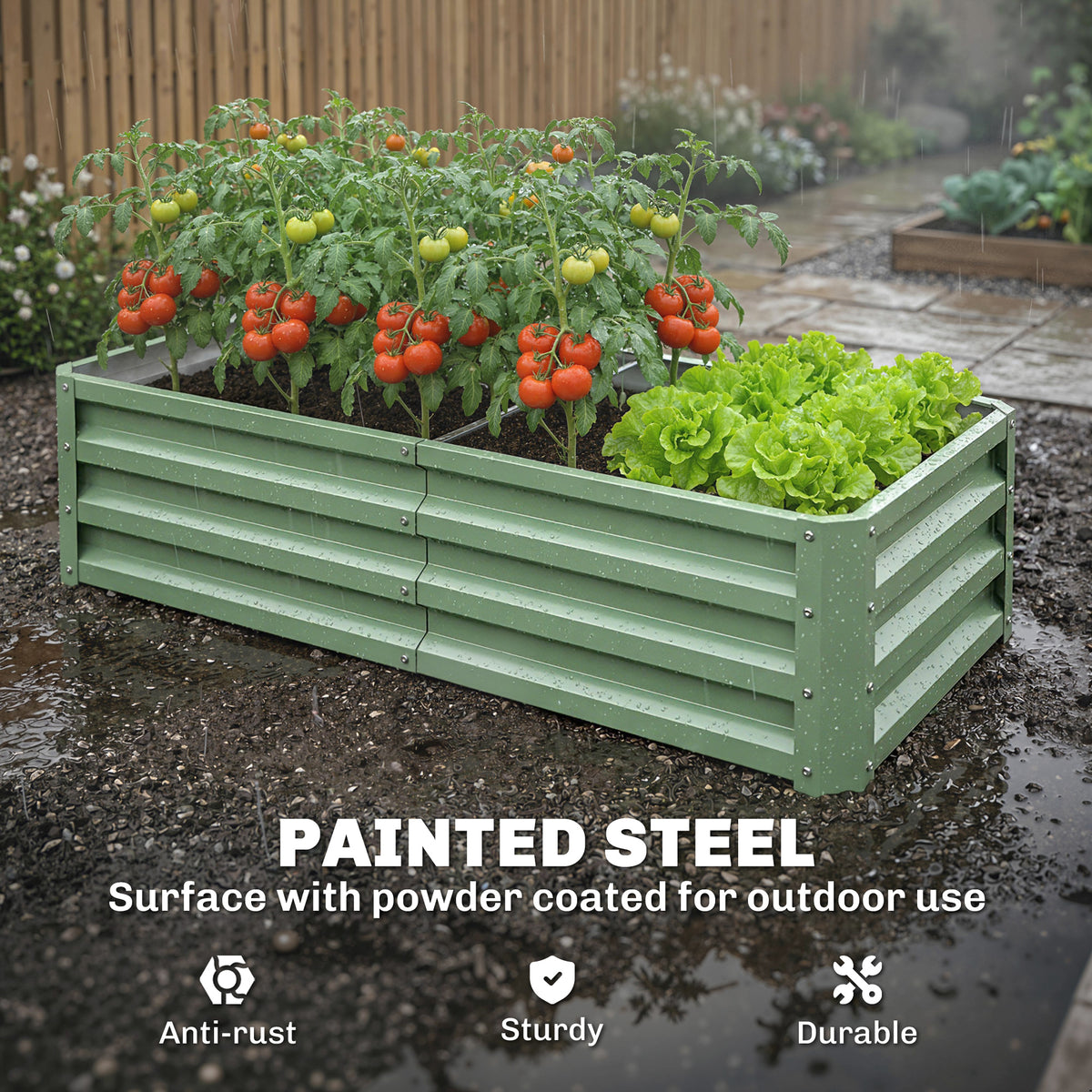 Galvanized Raised Garden Bed, Outdoor Planter Box for Vegetables, Flowers, Herbs, 4' x 2' x 1', Light Grey