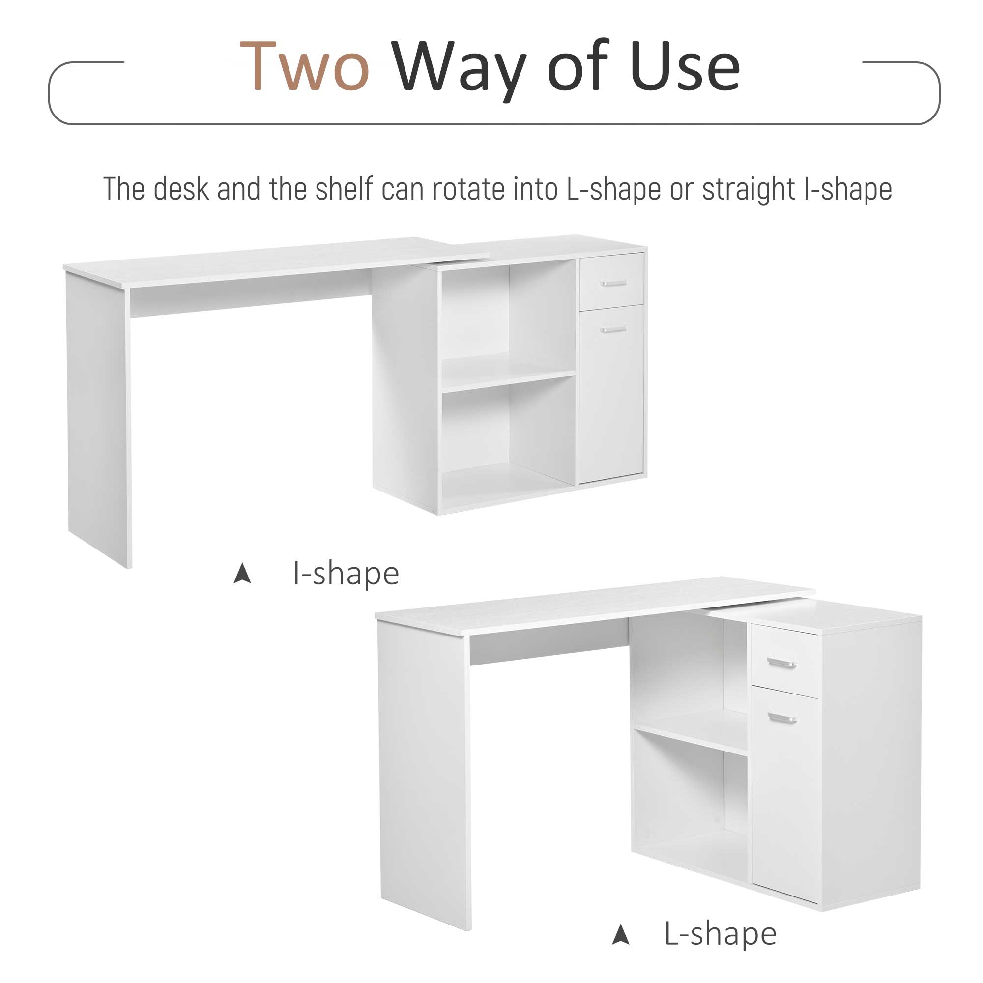 180° Rotating Home Office Corner Desk Storage Shelf Cabinet Black