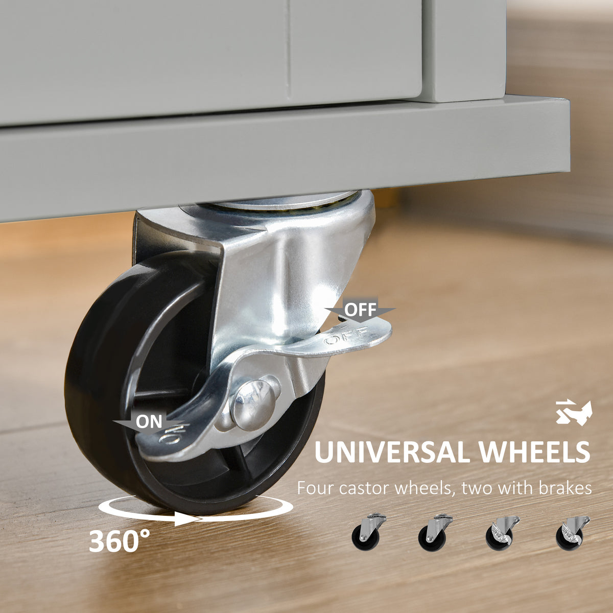 Rolling Kitchen Island, Kitchen Cart on Wheels with 2 Storage Drawers, 3 Door Cabinets and Towel Rack for Dining Room (Grey, 3-Doors)