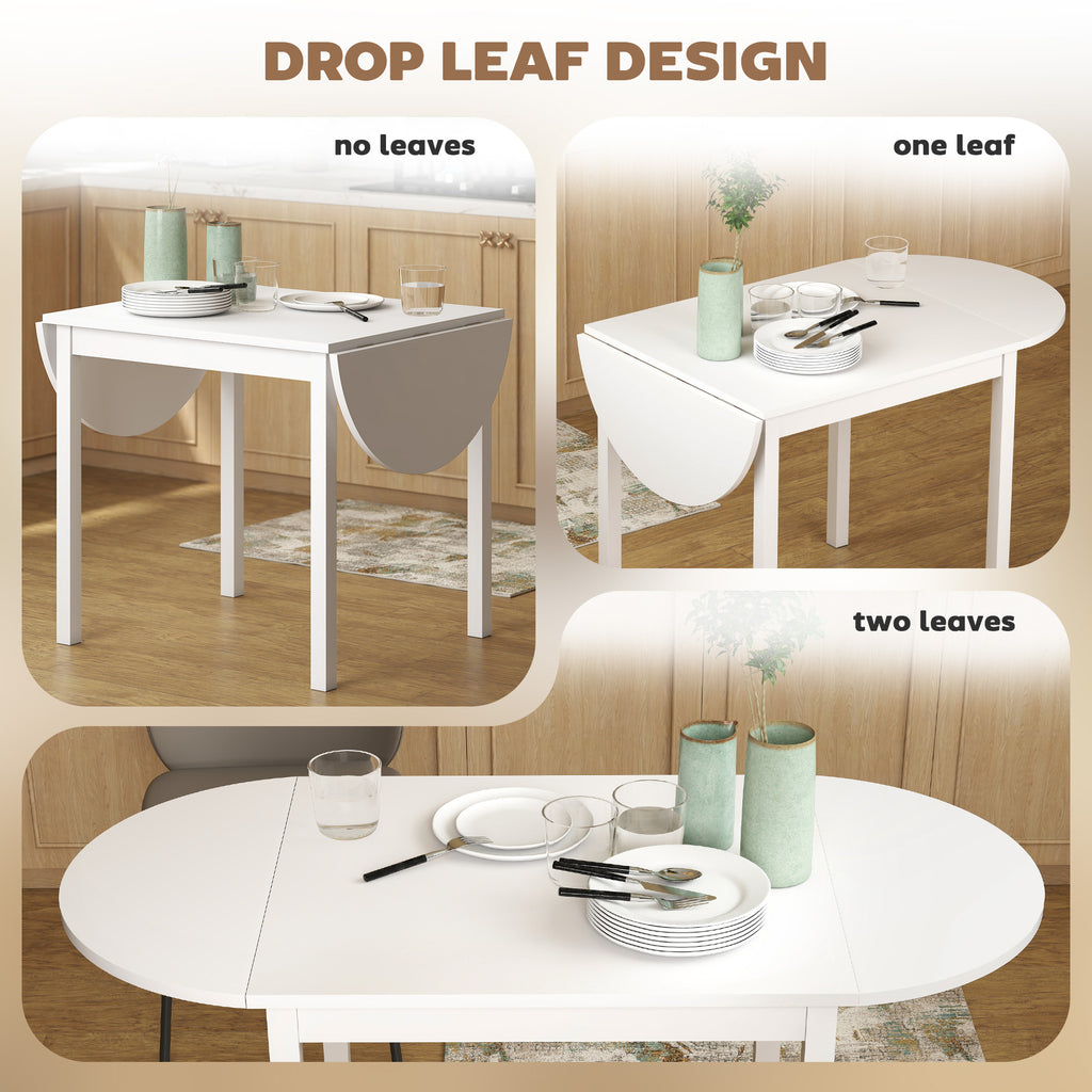 Solid Wood Kitchen Table, Drop Leaf Tables for Small Spaces, Folding Dining Table, Brown