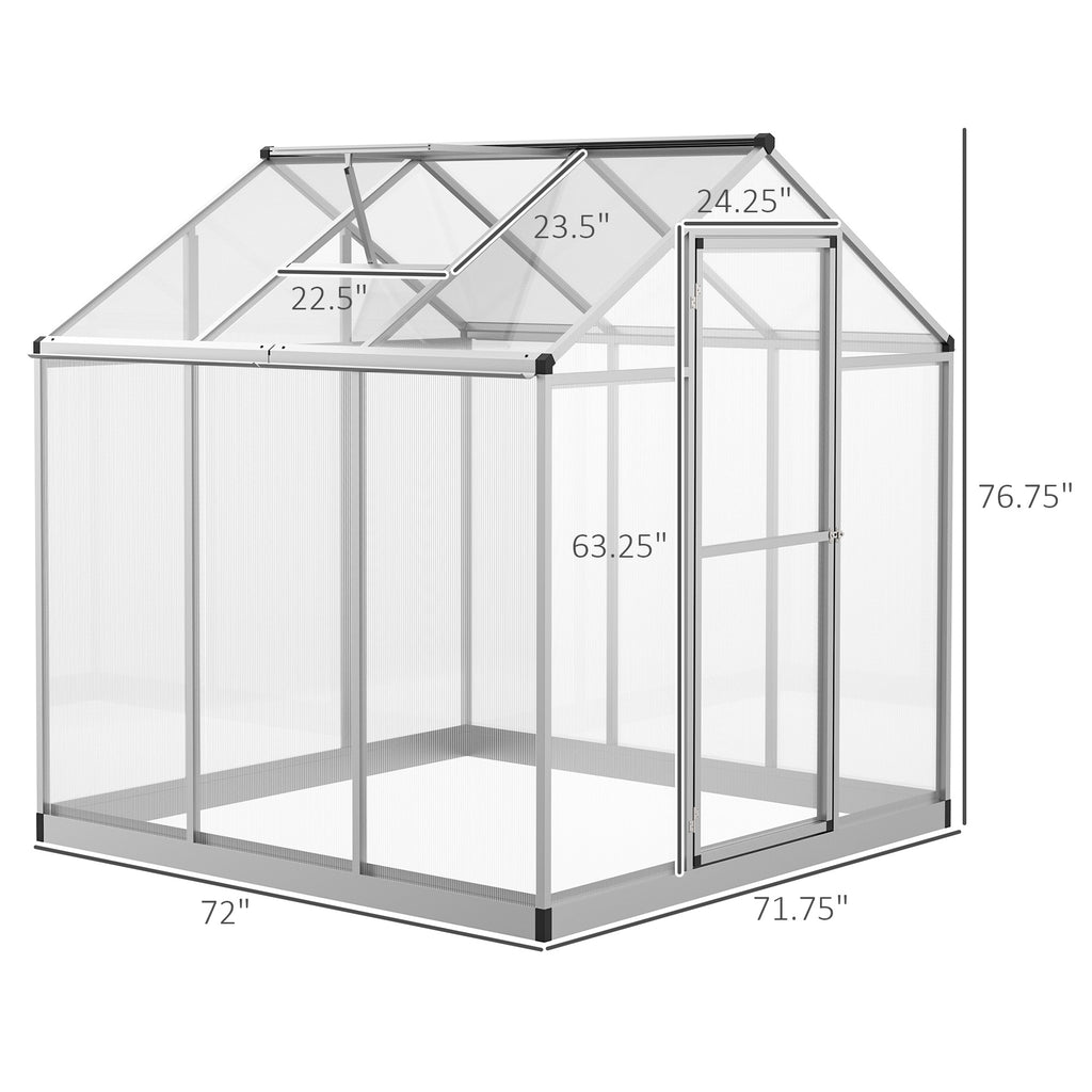 دفيئة حديقة قابلة للطي من ألواح البولي كربونات بمقاس 6' × 6' × 6.4' لنمو النباتات والزهور، إطار بارد، منزل دافئ محمول في الهواء الطلق