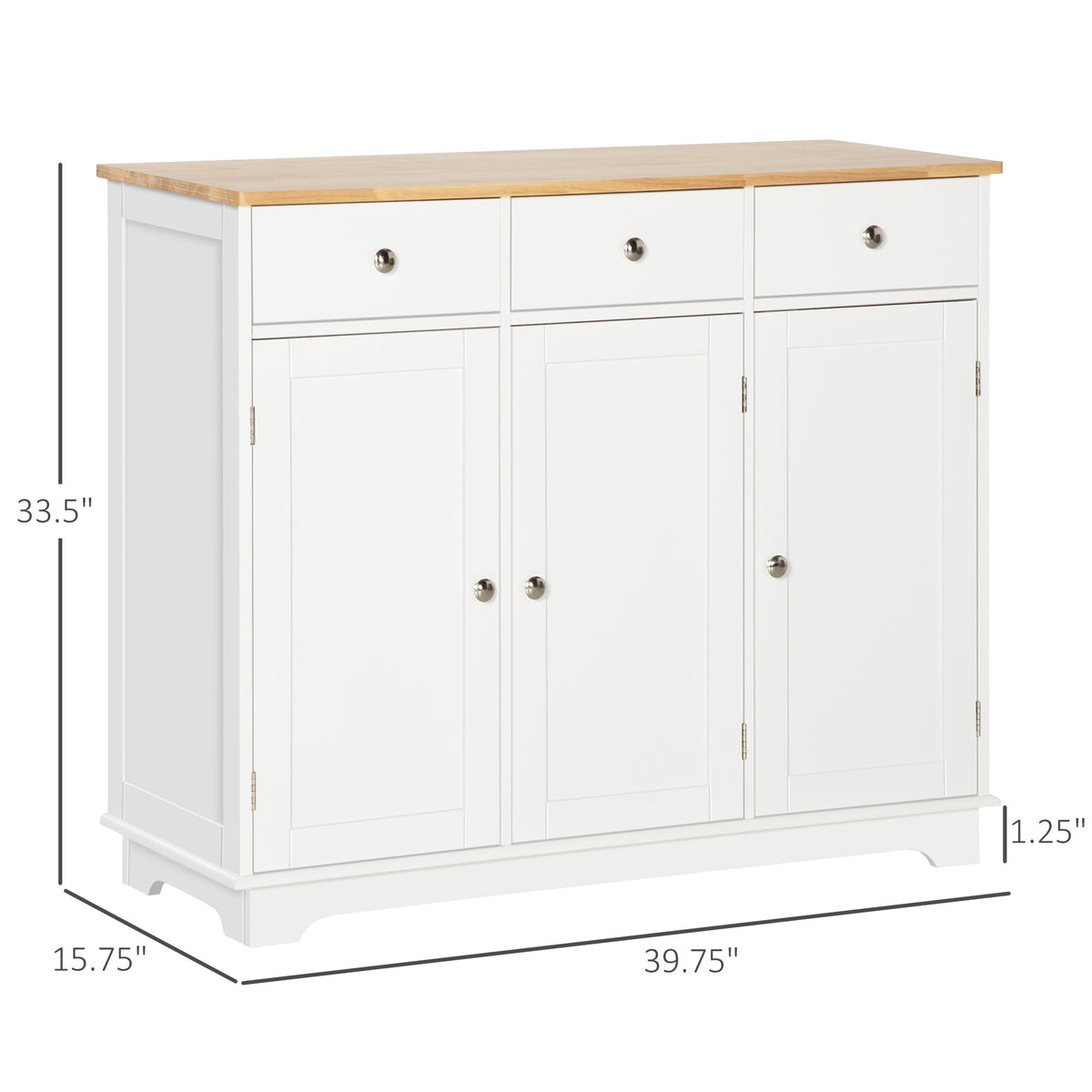 Modern Sideboard, Buffet Cabinet with Storage Cabinets, Drawers and Adjustable Shelves for Living Room, White