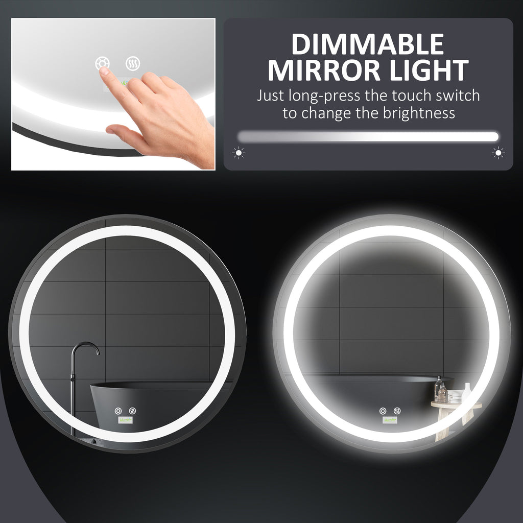 LED Bathroom Mirror for Vanity, Dimmable Lighted Anti Fog Wall Mirror with 3 Temperature Colors, Plug-in, 24 Inch