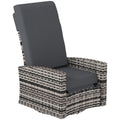 Outdoor Rattan Wicker Lounge Chair with Footrest & Soft Cushion for Patio, Garden, Backyard, Grey