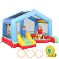Qaba Bouncy Castle for Kids, Inflatable Bounce House with Slide, Ball Pit, Ring Toss Game, Sunshade and Blower