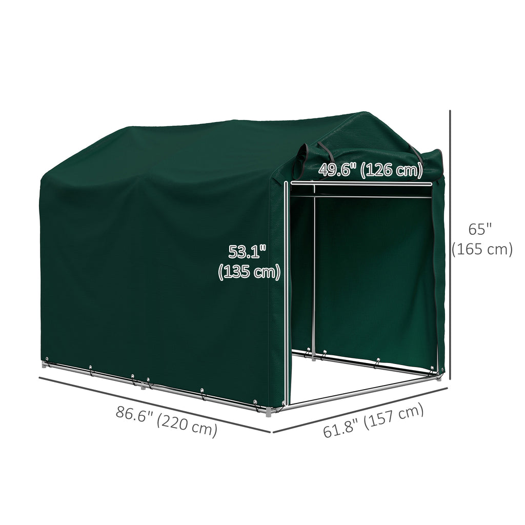 Outdoor Storage Shed, UV Resistant Bike Tent with Roll-up Zipper Door, Portable Shed for Bike, Motorcycle, Dark Grey
