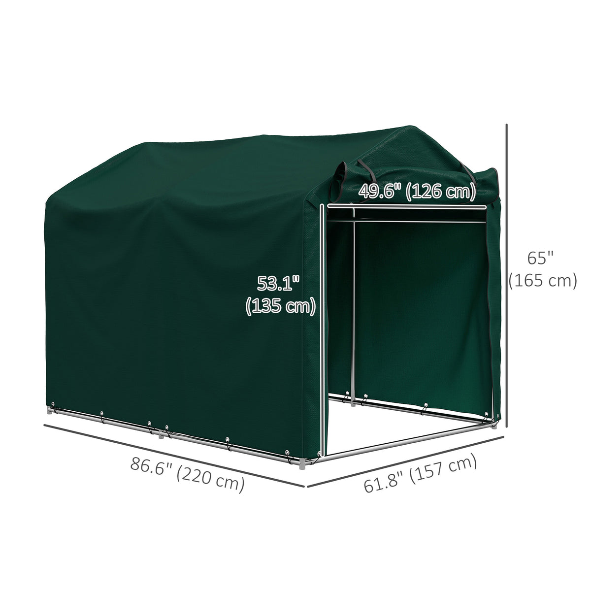 Outdoor Storage Shed, UV Resistant Bike Tent with Roll-up Zipper Door, Portable Shed for Bike, Motorcycle, Dark Grey