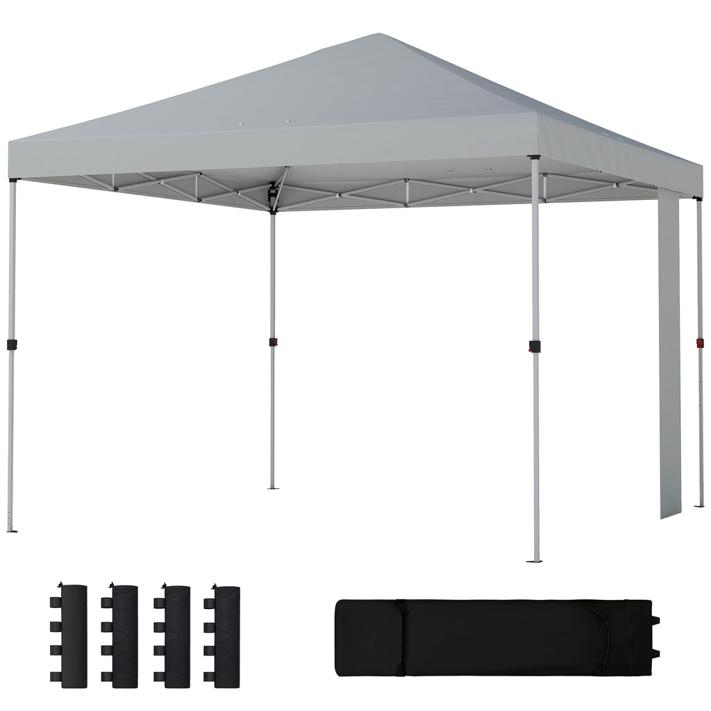 9.6 x 9.6 ft Pop Up Canopy Tent with Pockets, UPF 50+ 1-Button Push Outdoor Instant Canopy with Sandbags, Wheeled Bag