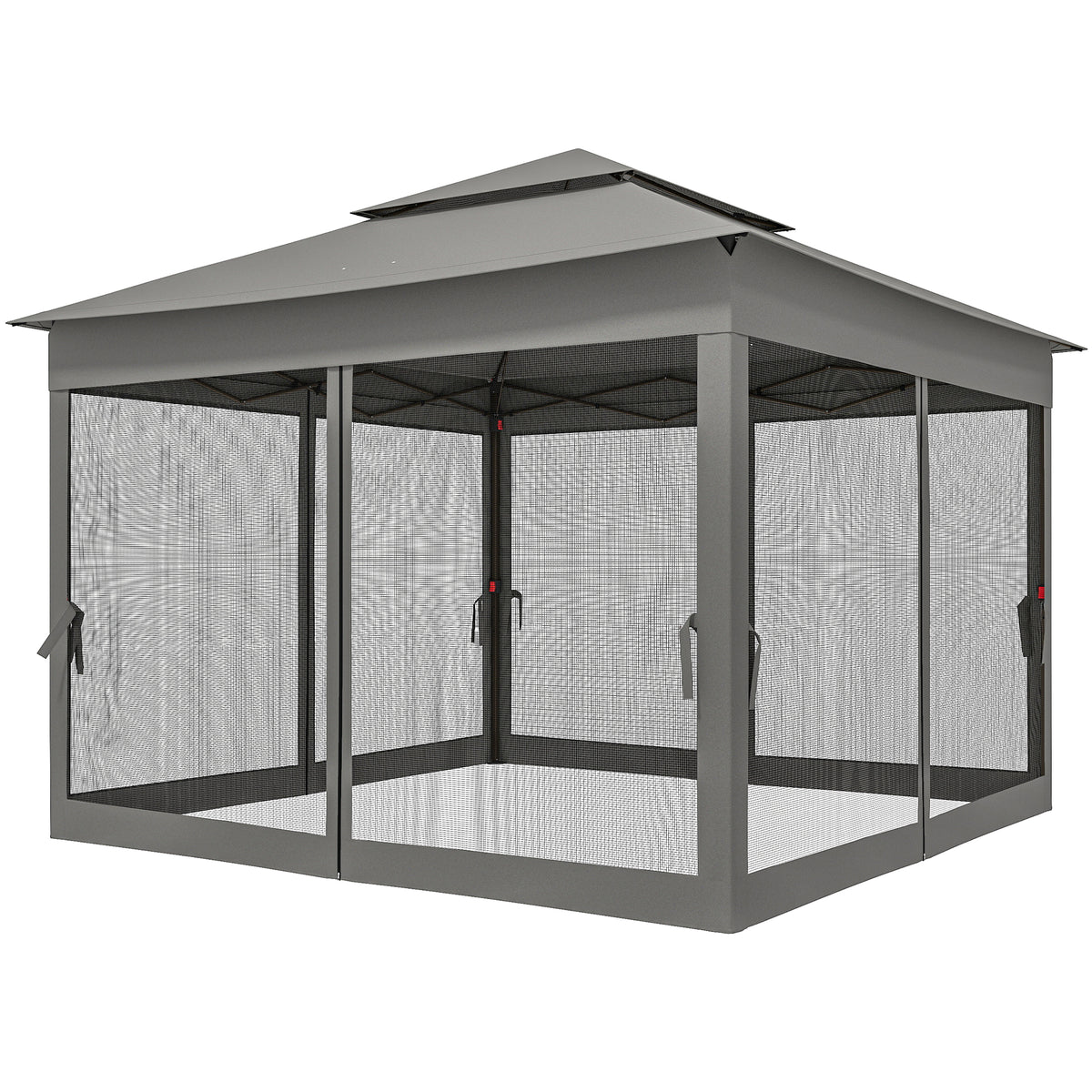 11' x 11' Pop Up Canopy 2-Tier Soft Top Shelter Event Tent w/ Netting Carry Bag for Patio Backyard Garden, Dark Grey