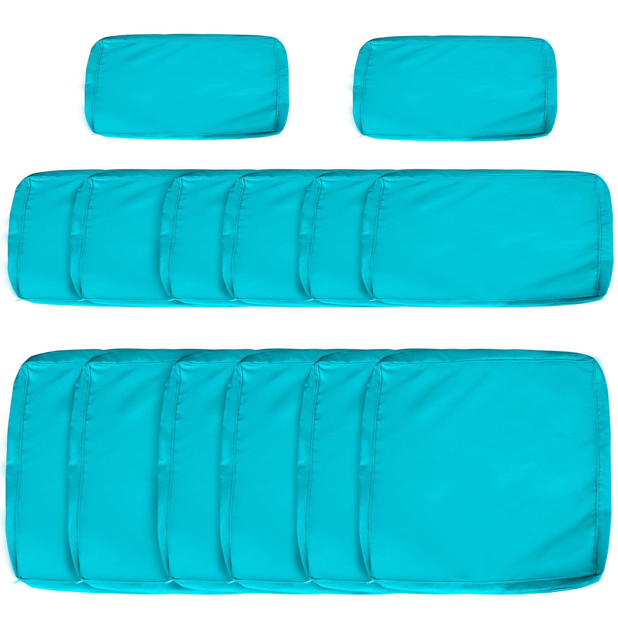 Outdoor 14pc Patio Rattan Sofa Set Cushion Polyester Cover Replacement Set - No Cushion Included Light Blue