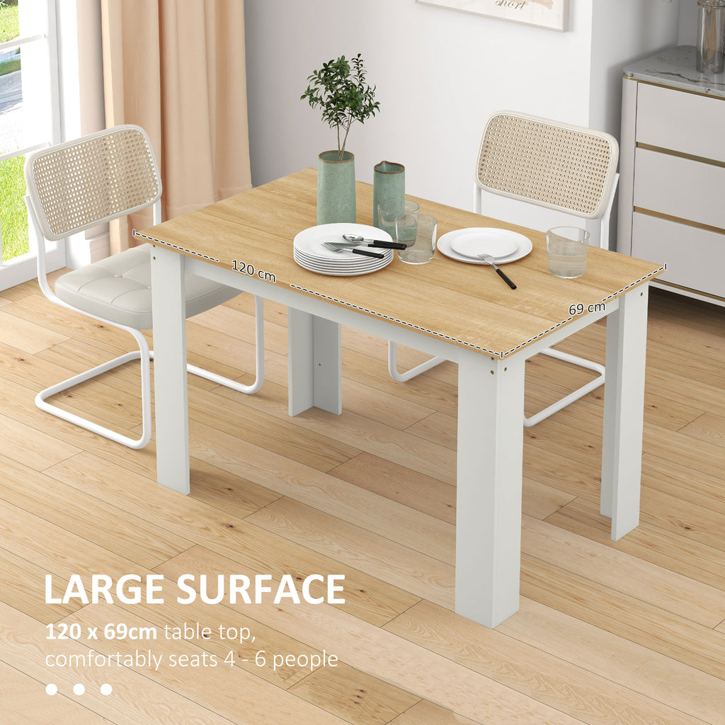 47" Kitchen Table for 4-6 People, Dining Table with Wood Effect for Dining Room, Oak