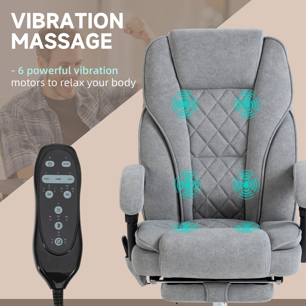 Massage Office Chair, Reclining Computer Chair with Adjustable Height and Footrest, Brown