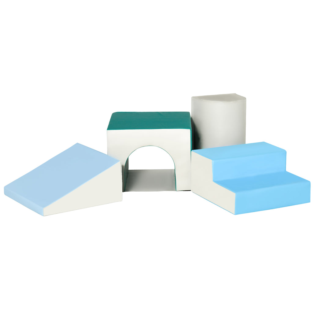 Qaba Foam Climbing Blocks for Toddlers, Kids Modular Play Set for Baby Children, Soft Play Equipment for Crawling Sliding, Easy-to-clean Safe DIY Creative, Multicolor