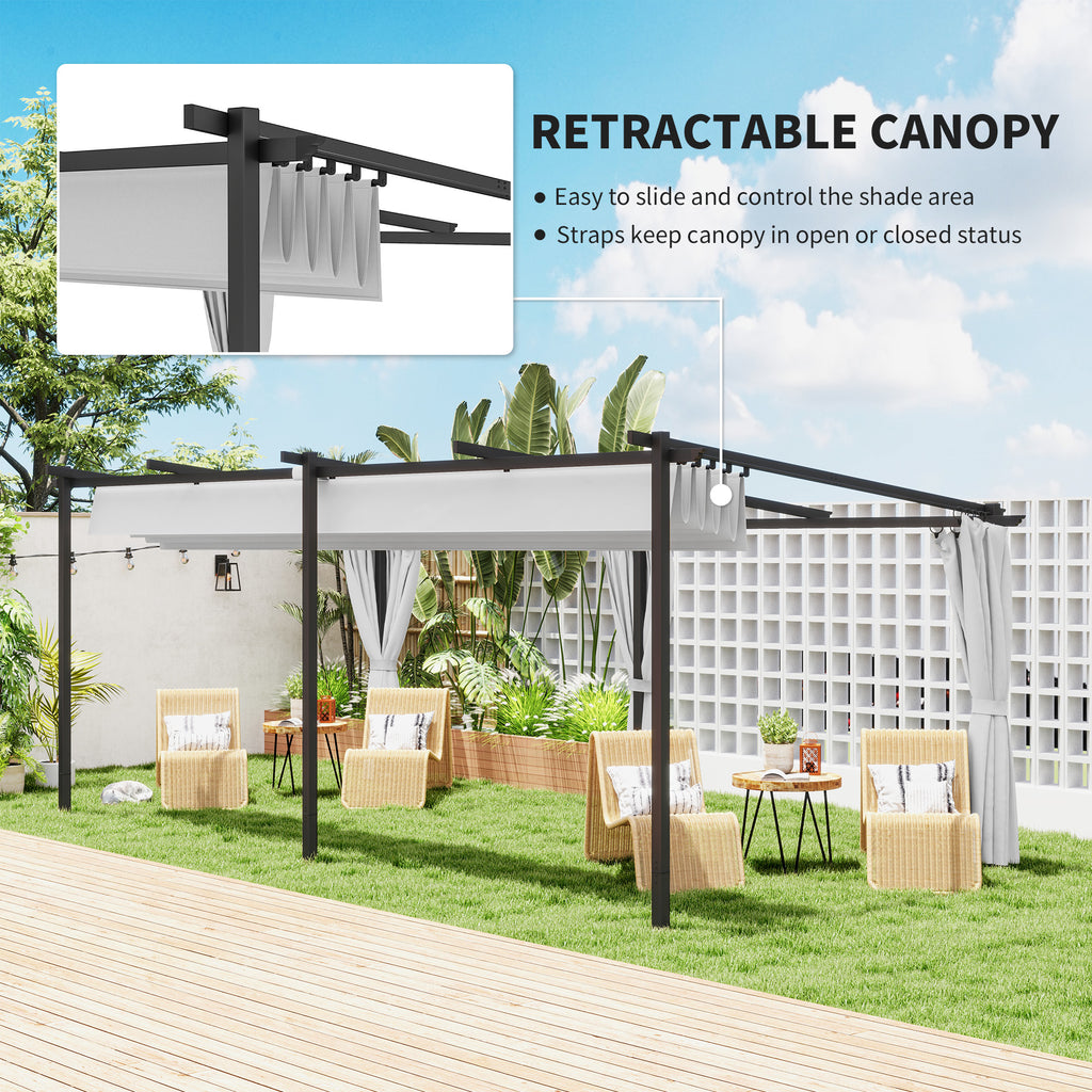 10' x 20' Metal Retractable Pergola Canopy with Sidewalls, Outdoor Gazebo UPF30+ Sun Shade Shelter for Garden, Deck