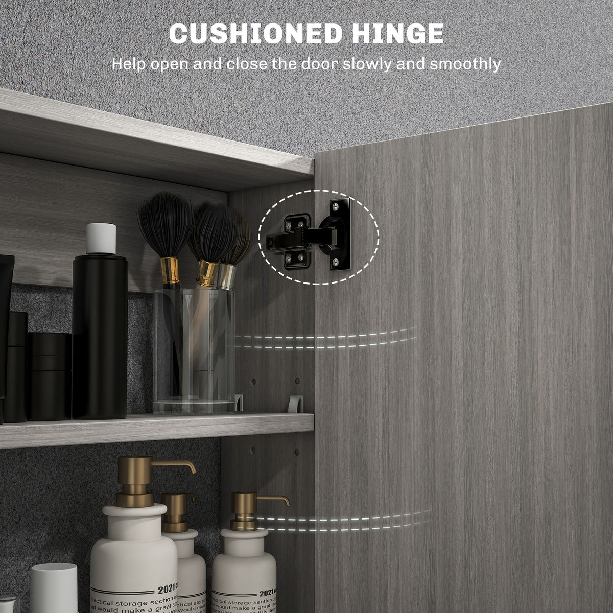 Bathroom Mirror Cabinet, Wall-Mounted Storage Organizer with Double Doors, Adjustable Shelf, White