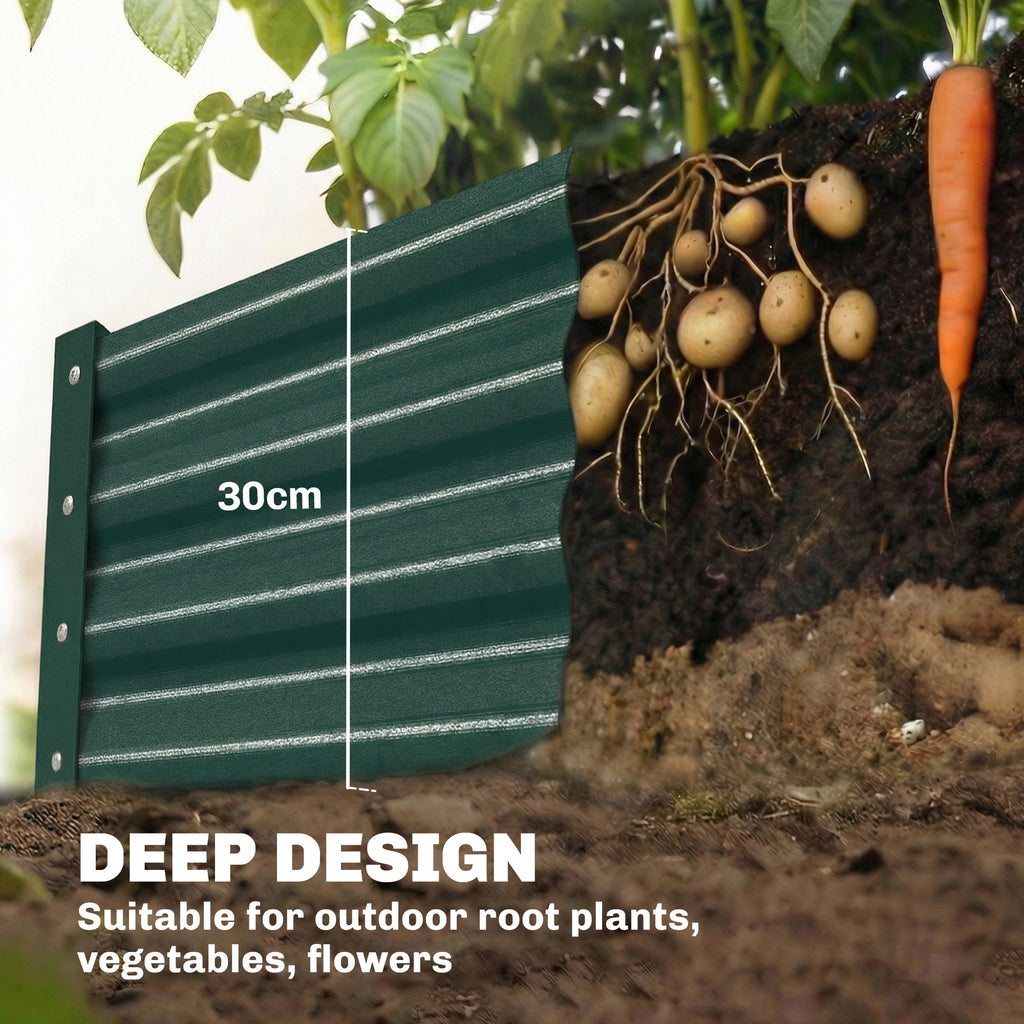 8 x 1.3 x 1.5ft Galvanized Raised Garden Bed, Reinforced Outdoor Planter Box with Open Bottom, Green