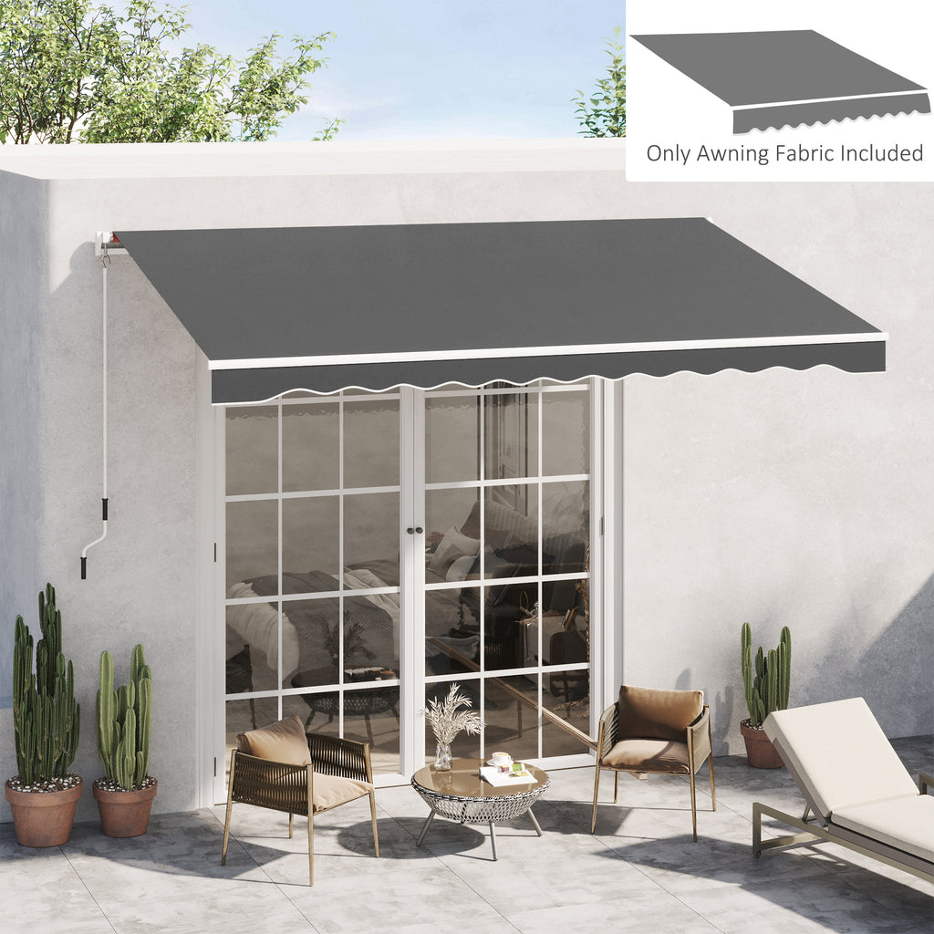 10' x 8' ርትራክታብል ኣውኒንግ ፋብሪክ ምትካእ ደገ ፀሓይ መከላኸሊ ካኖፒ ኣውኒንግ ከበቢ፣ ካብ UV መከላኸሊ፣ ግራጫ