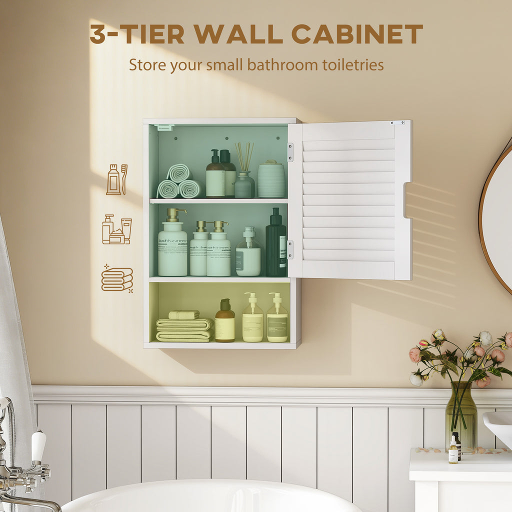 Bathroom Cabinet, Wall Mounted Storage Cabinet with Adjustable Shelves, 40 x 20 x 60 cm, Black